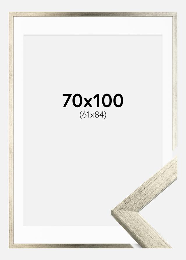 Cadre Stilren Argent 70x100 cm - Passe-partout Blanc 62x85 cm