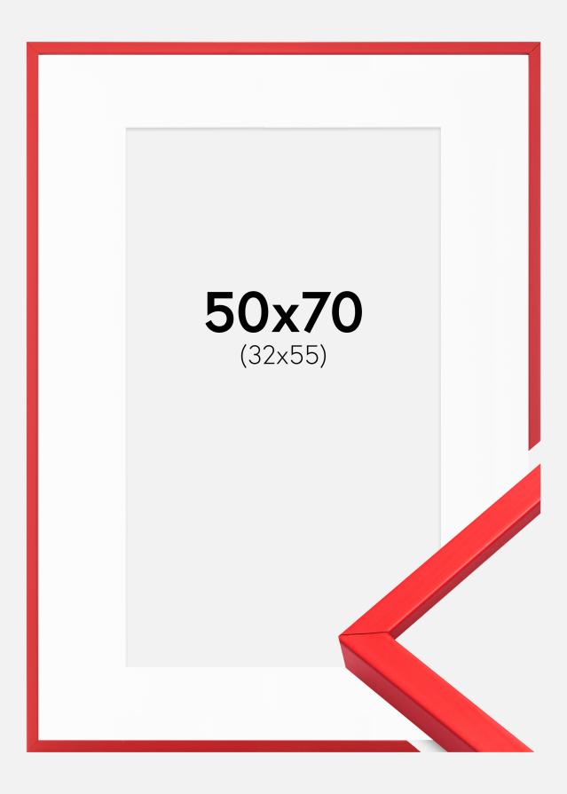 Cadre E-Line Rouge 50x70 cm - Passe-partout Blanc 33x56 cm