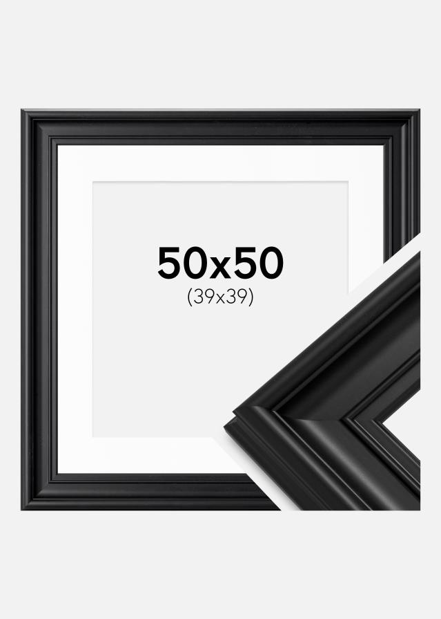 Cadre Mora Premium Noir 50x50 cm - Passe-partout Blanc 40x40 cm