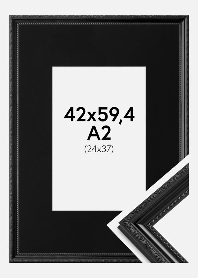 Cadre Abisko Noir 42x59,4 cm (A2) - Passe-partout Noir 25x38 cm