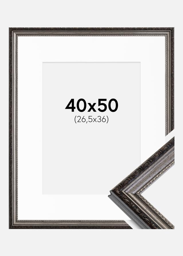 Cadre Abisko Argent 40x50 cm - Passe-partout Blanc 27,5x37 cm