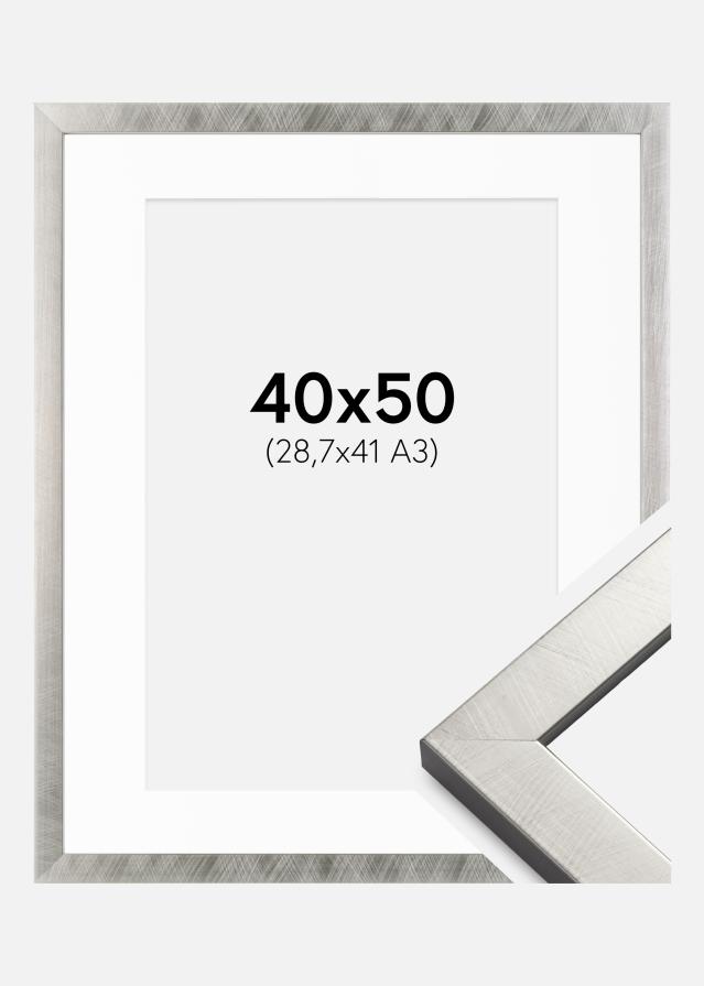 Cadre Uppsala Argent 40x50 cm - Passe-partout Blanc 29,7x42 cm (A3)