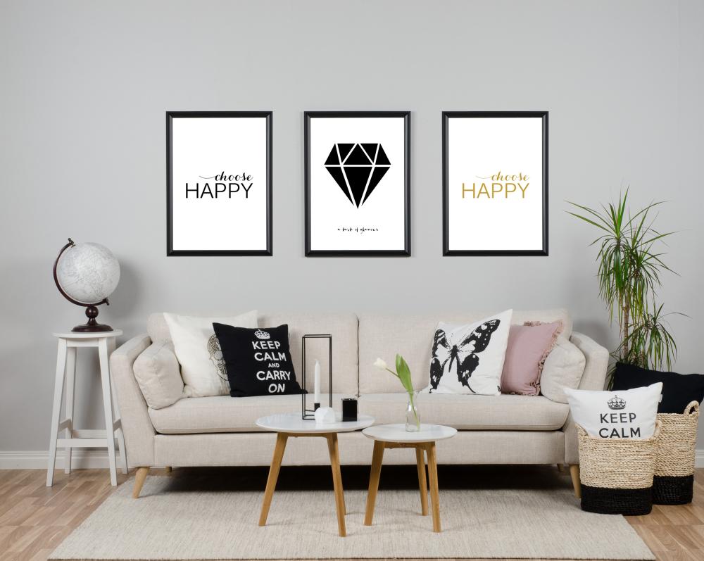 Choose happy - Svart Poster