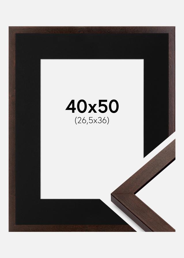 Cadre Selection Noyer 40x50 cm - Passe-partout Noir 27,5x37 cm