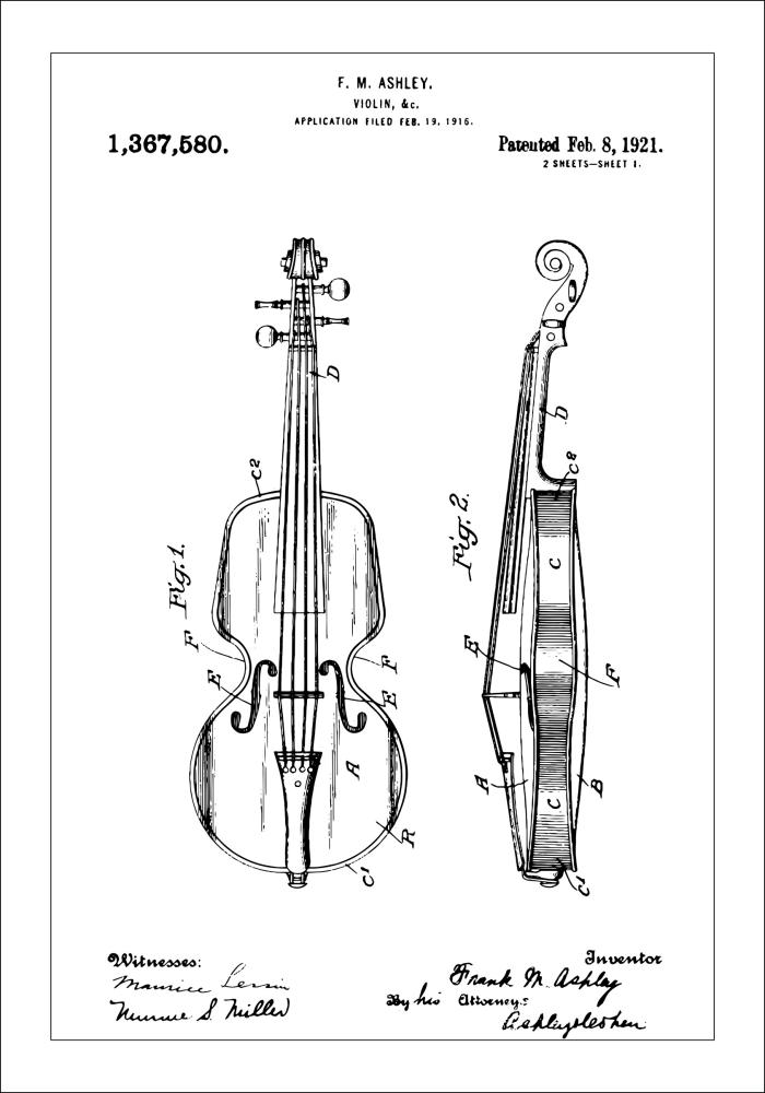 Dessin de brevet - Violon - Poster