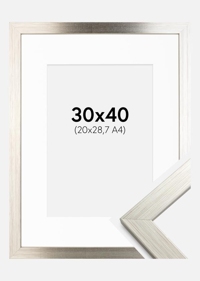 Cadre Silver Wood 30x40 cm - Passe-partout Blanc 21x29,7 cm (A4)