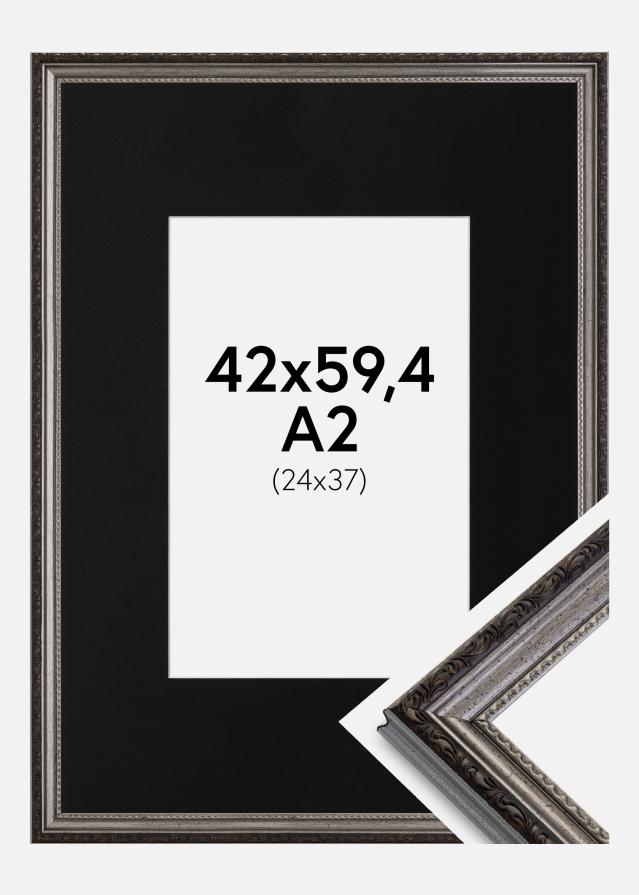 Cadre Abisko Argent 42x59,4 cm (A2) - Passe-partout Noir 25x38 cm