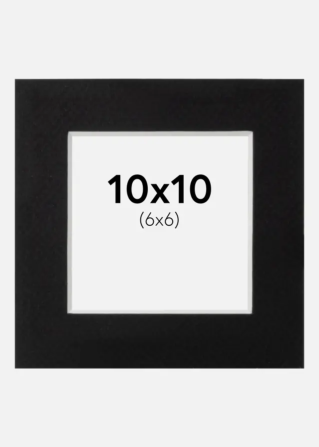 Passe-partout Noir Standard (noyau blanc) 10x10 cm (6x6)