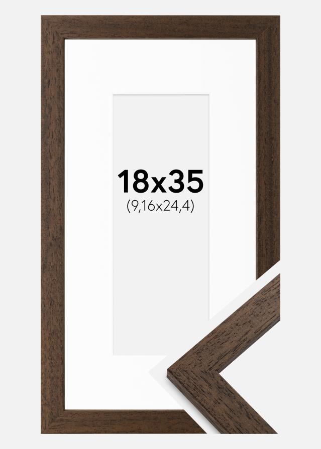 Cadre Brown Wood 18x35 cm - Passe-partout Blanc 4x10 inches