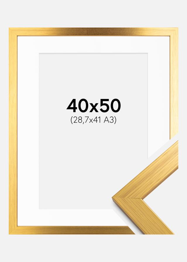 Cadre Gold Wood 40x50 cm - Passe-partout Blanc 29,7x42 cm (A3)