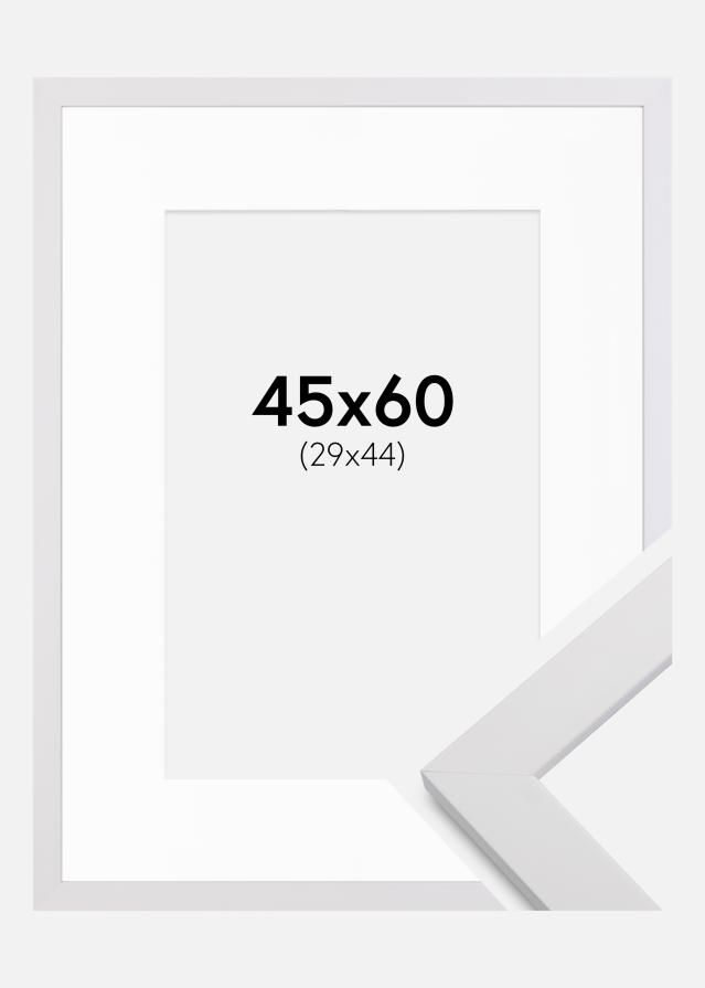 Cadre White Wood 45x60 cm - Passe-partout Blanc 30x45 cm