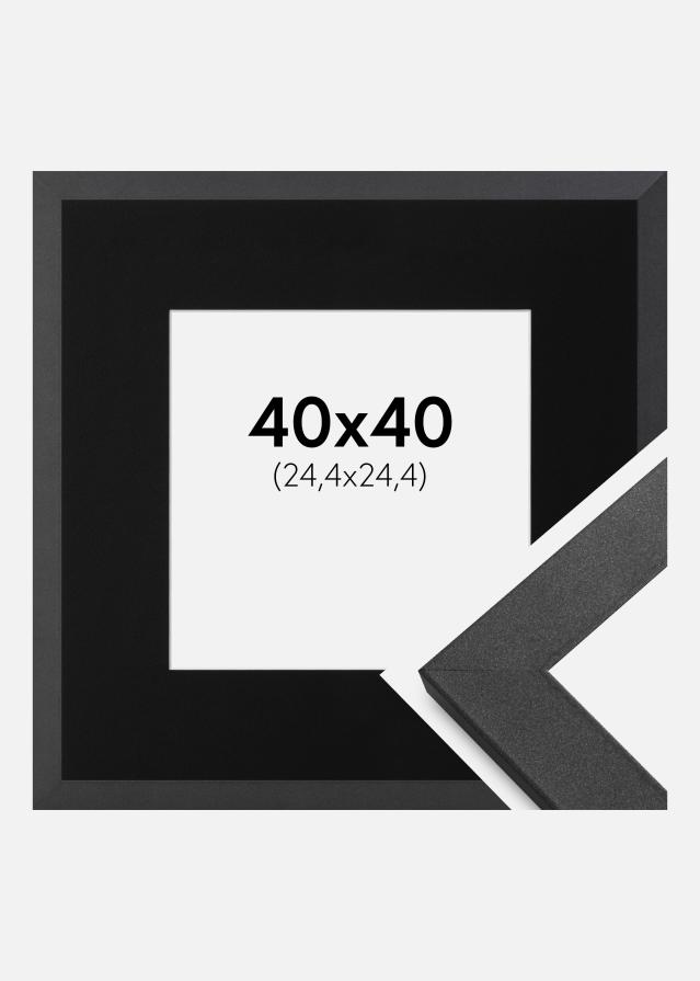 Cadre Graphite Wood 40x40 cm - Passe-partout Noir 10x10 pouces