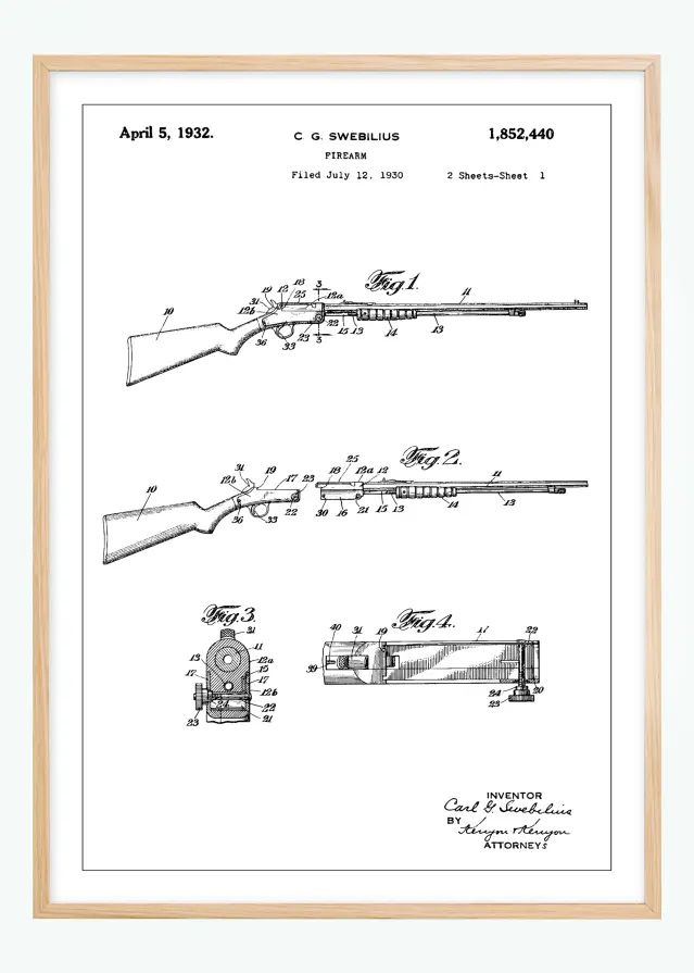 Dessin de brevet - Fusil I - Poster