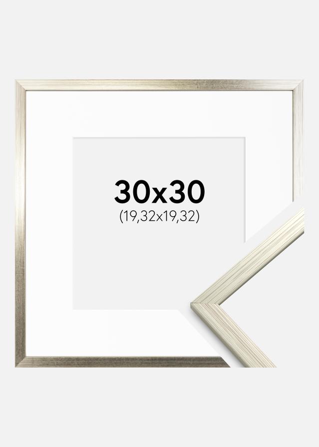 Cadre Edsbyn Argent 30x30 cm - Passe-partout Blanc 8x8 inches