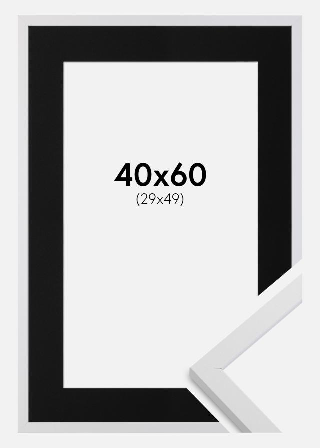 Cadre Trendy Blanc 40x60 cm - Passe-partout Noir 30x50 cm