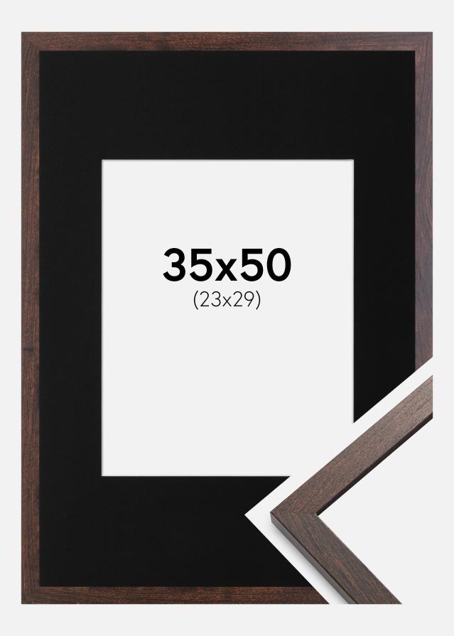 Cadre Trendy Noyer 35x50 cm - Passe-partout Noir 24x30 cm