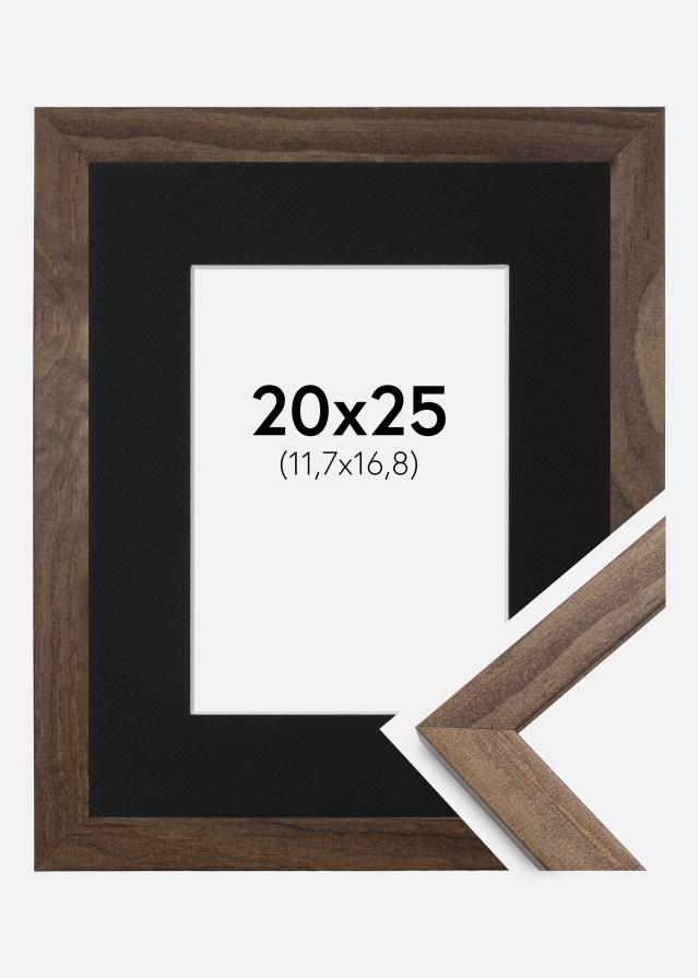 Cadre Stilren Noyer 20x25 cm - Passe-partout Noir 5x7 pouces (12,7x17,8 cm)