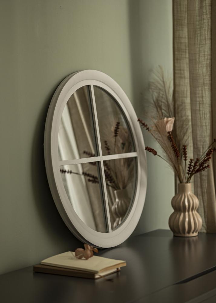 Miroir rond Window Gris 60 cm Ø