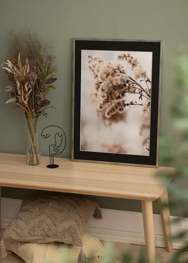 Cadre Galant Argent 50x70 cm - Passe-partout Noir 33x56 cm