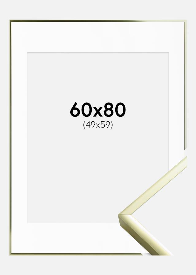 Cadre Poster Frame Aluminum Gold 60x80 cm - Passe-partout Blanc 50x60 cm