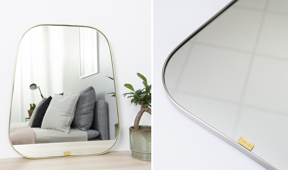 Miroir en laiton de forme unique - miroir en mtal de forme originale