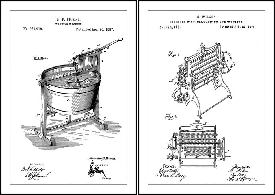 Posters avec dessins de brevets de machine  laver 